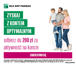 BGŻ BNP Paribas Konto Optymalne 200 zł premii - Zyskownie w koncie