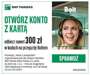 BNP Paribas Konto z przejazdem Bolt