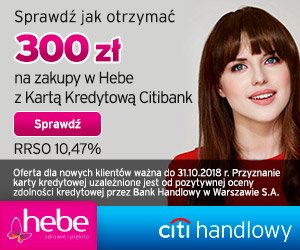 Citi Handlowy Karta kredytowa + voucher HEBE
